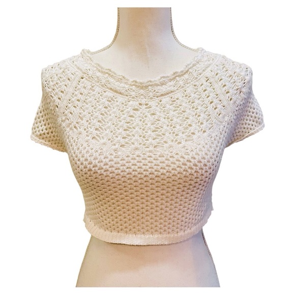 Anthropologie Tops - Anthropologie Cream Crochet Copped Top XXS